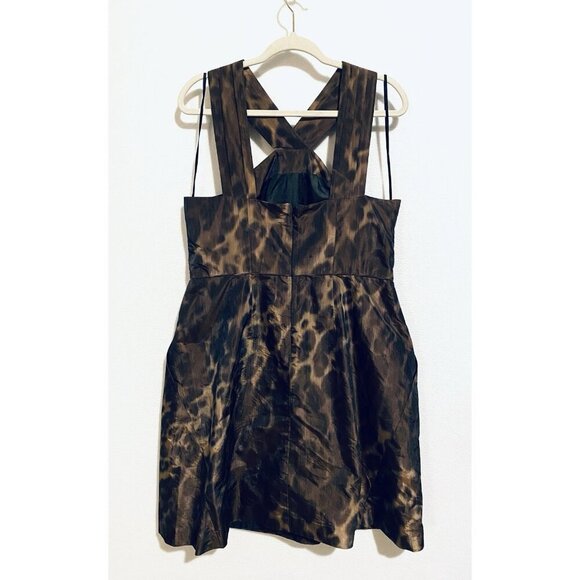 Banana Republic Dress Womens 14 Animal Print Satin Pleated Strap Mob Wife Y2K - Picture 4 of 7